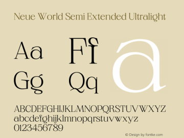 Neue World Semi Extended Ultralight Version 1.000;hotconv 1.0.109;makeotfexe 2.5.65596 Font Sample