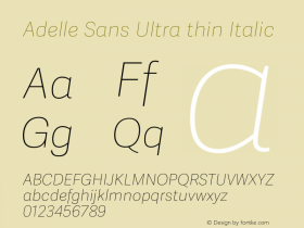 Adelle Sans Ultrathin Italic Version 2.50 Font Sample
