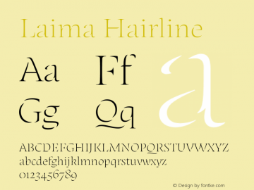Laima Hairline Version 1.001 Font Sample