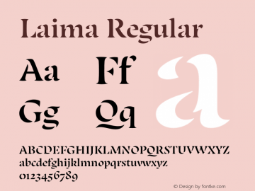 Laima Regular Version 1.001 Font Sample
