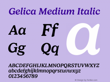 Gelica-MediumItalic Version 1.00图片样张