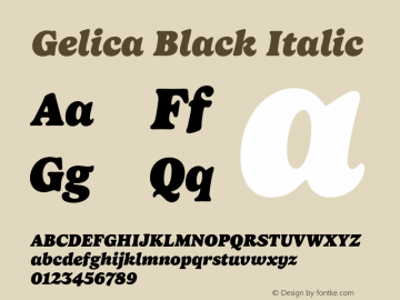 Gelica-BlackItalic Version 1.00图片样张