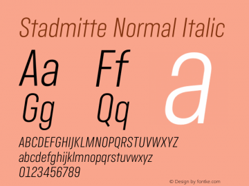 Stadtmitte Normal Italic Version 1.000 Font Sample