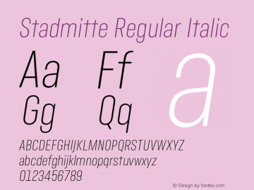 Stadtmitte Regular Italic Version 1.000 Font Sample