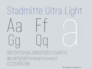 Stadtmitte UltraLight Version 1.000 Font Sample