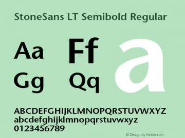 StoneSans LT Semibold Regular Version 6.1; 2002 Font Sample