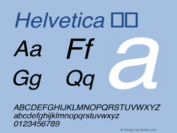 Helvetica 斜体  Font Sample