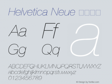 Helvetica Neue 超细斜体  Font Sample