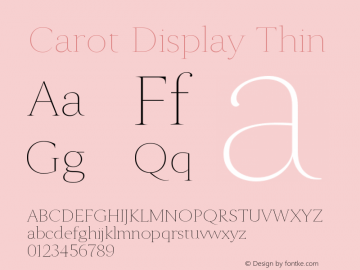 Carot Display Thin Version 1.000 Font Sample
