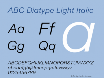 ABCDiatype-LightItalic Version 1.100;UI图片样张