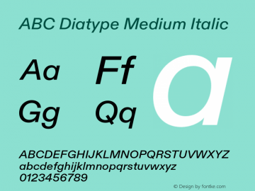 ABCDiatype-MediumItalic Version 1.100;UI图片样张