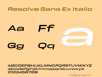 ResolveSans-ExItalic Version 1.000;hotconv 1.0.109;makeotfexe 2.5.65596 Font Sample