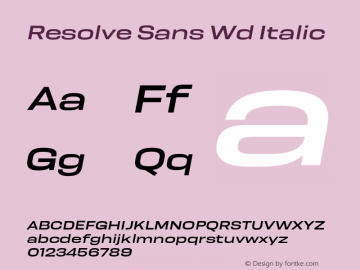 ResolveSans-WdItalic Version 1.000;hotconv 1.0.109;makeotfexe 2.5.65596 Font Sample