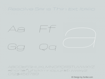 ResolveSans-ThinExtItalic Version 1.000;hotconv 1.0.109;makeotfexe 2.5.65596 Font Sample