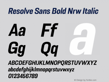 ResolveSans-BoldNrwItalic Version 1.000;hotconv 1.0.109;makeotfexe 2.5.65596 Font Sample