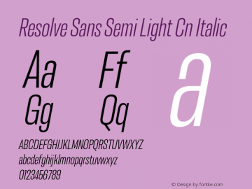 ResolveSans-SemiLightCnItalic Version 1.000;hotconv 1.0.109;makeotfexe 2.5.65596 Font Sample