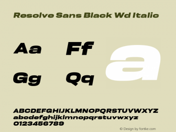 ResolveSans-BlackWdItalic Version 1.000;hotconv 1.0.109;makeotfexe 2.5.65596 Font Sample