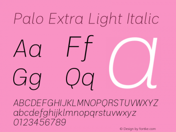 Palo Extralight Italic Version 1.000图片样张