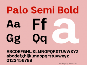 Palo Semibold Version 1.000 Font Sample