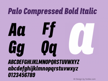 Palo Compressed Bold Italic Version 1.000图片样张