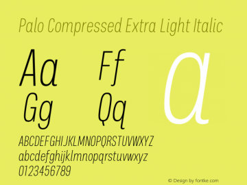 Palo Compressed Extralight Italic Version 1.000图片样张