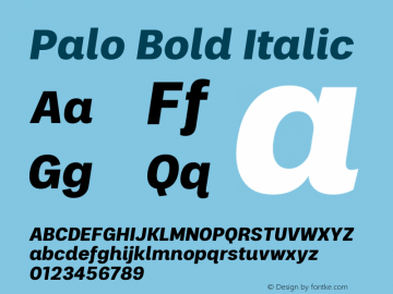 Palo Bold Italic Version 1.000图片样张