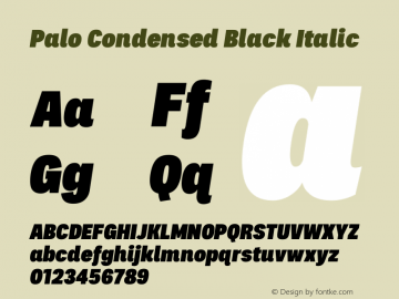 Palo Condensed Black Italic Version 1.000图片样张