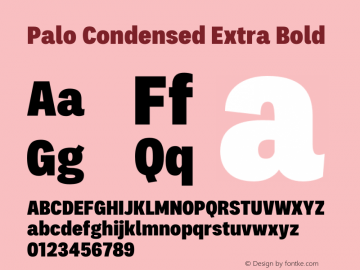 Palo Condensed Extrabold Version 1.000 Font Sample