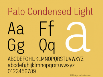 Palo Condensed Light Version 1.000图片样张