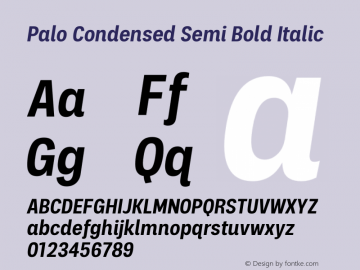 Palo Condensed Semibold Italic Version 1.000图片样张