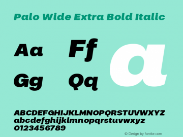 Palo Wide Extrabold Italic Version 1.000 Font Sample