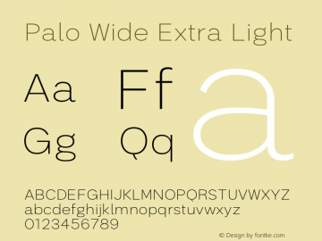 Palo Wide Extralight Version 1.000 Font Sample