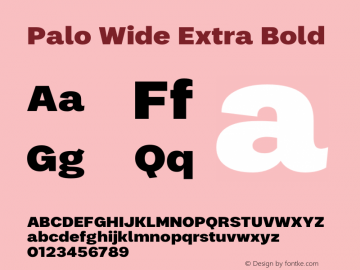 Palo Wide Extrabold Version 1.000 Font Sample