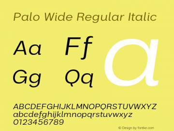 Palo Wide Italic Version 1.000图片样张