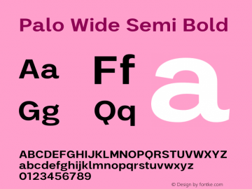 Palo Wide Semibold Version 1.000 Font Sample