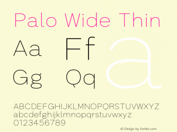 Palo Wide Thin Version 1.000 Font Sample