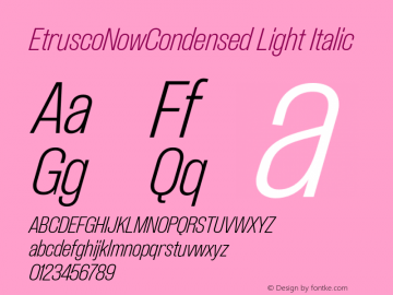 EtruscoNowCondensed Light Italic Version 1.001;hotconv 1.0.109;makeotfexe 2.5.65596图片样张