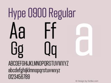 Hype 0900 Regular Version 1.000;hotconv 1.0.109;makeotfexe 2.5.65596 Font Sample
