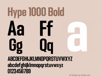 Hype 1000 Bold Version 1.000;hotconv 1.0.109;makeotfexe 2.5.65596 Font Sample