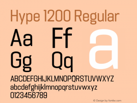 Hype 1200 Regular Version 1.000;hotconv 1.0.109;makeotfexe 2.5.65596 Font Sample