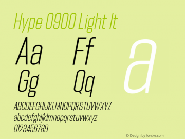 Hype 0900 Light It Version 1.000;hotconv 1.0.109;makeotfexe 2.5.65596 Font Sample