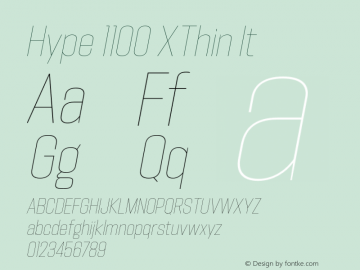 Hype 1100 XThin It Version 1.000;hotconv 1.0.109;makeotfexe 2.5.65596 Font Sample