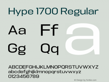 Hype 1700 Regular Version 1.000;hotconv 1.0.109;makeotfexe 2.5.65596 Font Sample