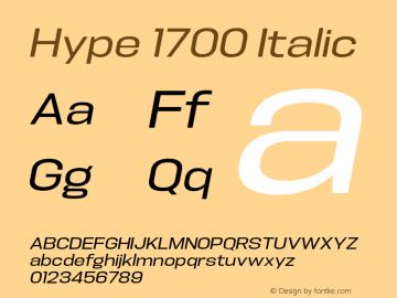 Hype 1700 Italic Version 1.000;hotconv 1.0.109;makeotfexe 2.5.65596 Font Sample