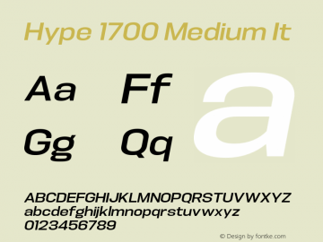 Hype 1700 Medium It Version 1.000;hotconv 1.0.109;makeotfexe 2.5.65596 Font Sample