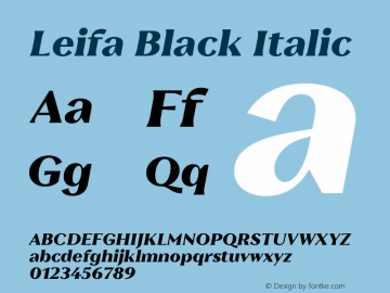 Leifa Black Italic Version 2.000 Font Sample