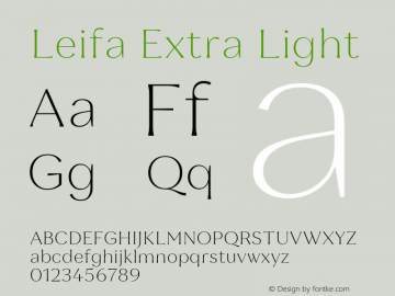 Leifa Extra Light Version 2.000 Font Sample