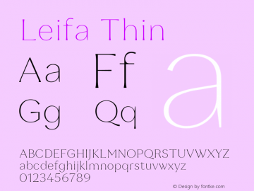 Leifa Thin Version 2.000 Font Sample