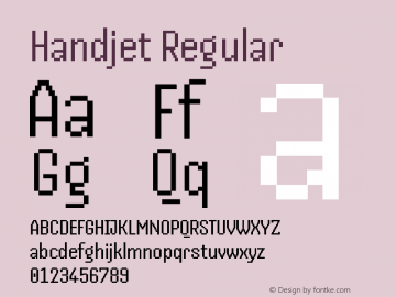 Handjet Regular Version 2.001 Font Sample