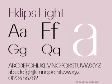 Eklips Light Version 1.001 Font Sample